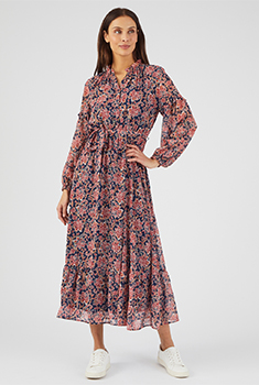 Robe longue à volants voile doublé recyclée*