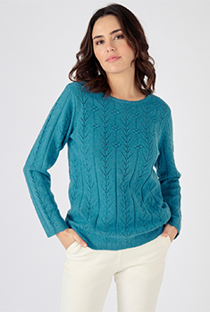 Pull maille ajourée et reliéfée recyclée*