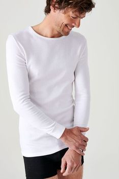 Thermolactyl T-shirt met ronde hals, geribde fleece