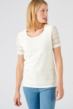 T-shirt in tricot met kant