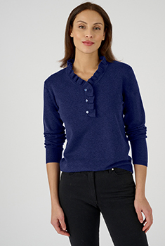 Pull col volanté laine mélangée