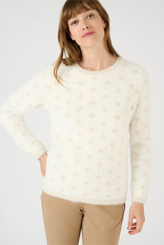 Trui jacquard pluizig breisel