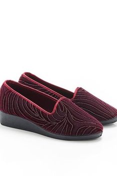 Pantoffel in velours met fantasie