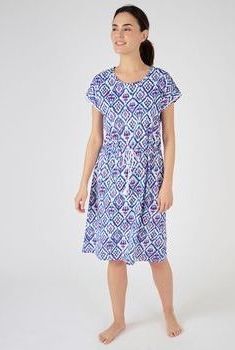 Nachthemd Jersey in zuiver kamkatoen met mozaïekprint