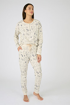 Pyjama in jersey met winterse print