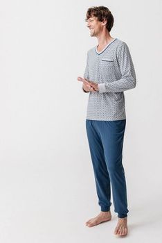 Pyjama maille jersey coton mélangé imprimé cravate
