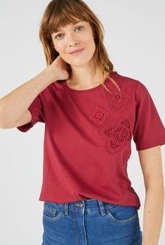 T-shirt pur coton avec détail macramé