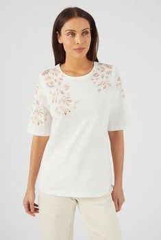 Gebloemd T-shirt in zuiver katoen