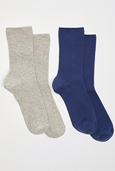 Lot de 2 paires de chaussettes maille côtelée coton biologique*