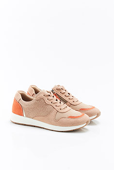 Sneaker in kalfssplitleder met fantasieprint Amortyl®