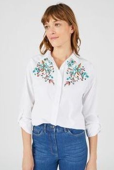 Chemisier pur coton brodé