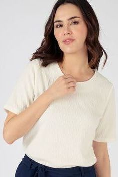 T-shirt in fantasietricot met reliëf