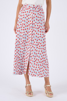 Rok knoopsluiting print tulpen