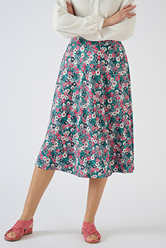Jupe fleurie maille chaude stretch