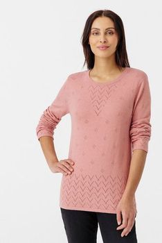 Pull maille détails ajourés coton et laine mélangés