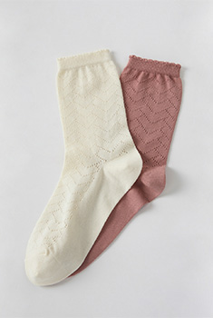 Lot de 2 paires de chaussettes maille pointelle