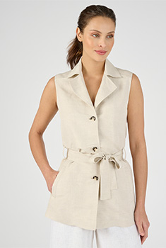 Veste-saharienne *mélange lin sans manches