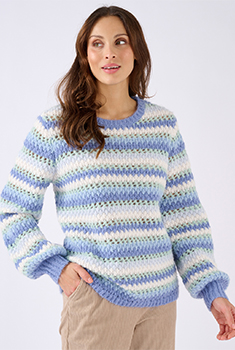 Pull manches ballon rayé