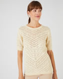 Trui van opengewerkt tricot met elleboogmouwen