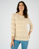 Trui van opengewerkt tricot met haakeffect