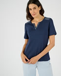 T-shirt met Tunesische kraag