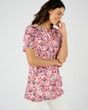 Tuniek van crêpetricot met stretch en bloemmotief