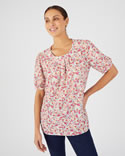 Blouse van crêpe met reliëf en stretch