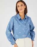 Geborduurde blouse van katoen en lyocell Tencel™ vezels