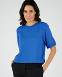 T-shirt met boothals van twee materialen