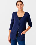 Gilet boutonné maille fine et détails pointelle