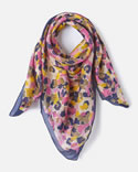 Foulard pure soie fleuri esprit tachiste