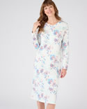 Chemise de nuit maille jersey pur coton peigné imprimé fleurs