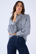 Chemisier effet gaufré à petits carreaux