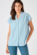 Overhemdblouse korte mouwen wafelstof