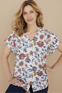 Gebloemde blouse in jacquard met reliëf