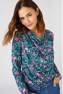Gebloemd T-shirt in crêpe