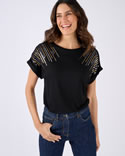 T-shirt van jerseytricot met lovertjes
