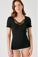 T-shirt korte mouwen, guipurekant Thermolactyl