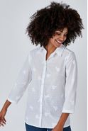 Chemisier pur coton plumetis et broderie