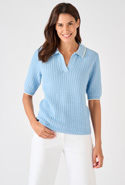 Pull col polo maille gaufrée
