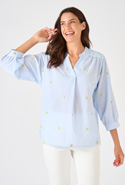 Blouse rayée et brodée citrons