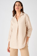 Overhemdblouse mix linnen en katoen