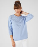 Pull maille pur coton ajourée