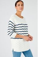 Pull rayés maille pur coton effet vague