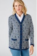 Gilet long jacquard graphique