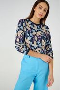 T-shirt in gebloemd ribtricot