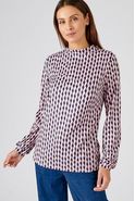 T-shirt met opstaande kraag in warm tricot met grafische print