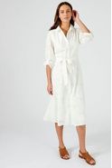 Jurk in broderie anglaise, zuiver katoen