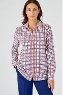 Blouse in crêpe met stretch en reliëf, ruitjesmotief met bloemen