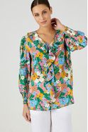 Blouse à volants crépon fluide fleuri